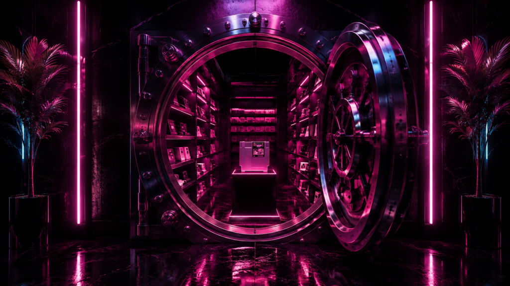Neon game archive vault for the TallDollz Replay Vault